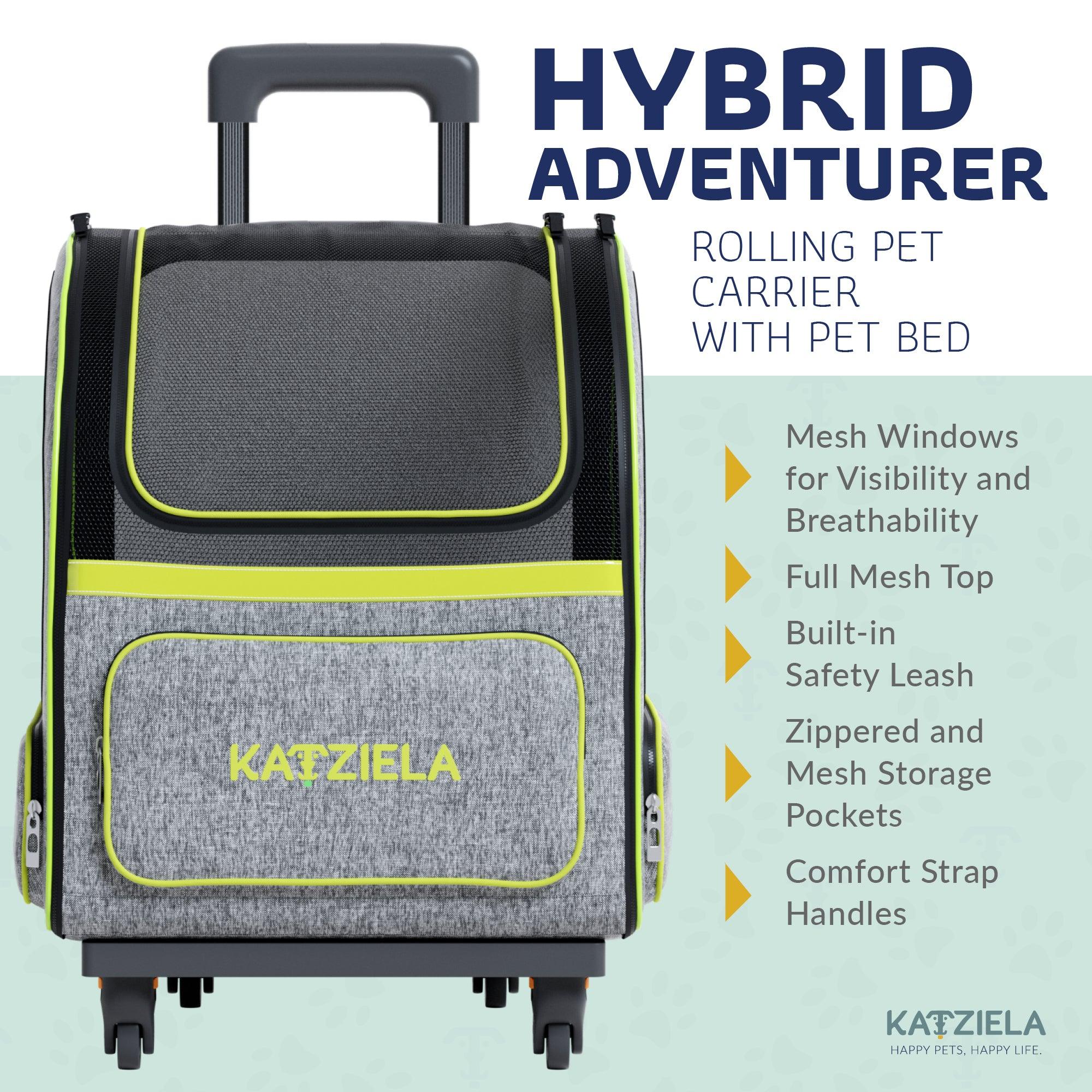 Hybrid Adventurer Pet Backpack with Removable Wheels and Telescopic Handle | HT Animal Supply