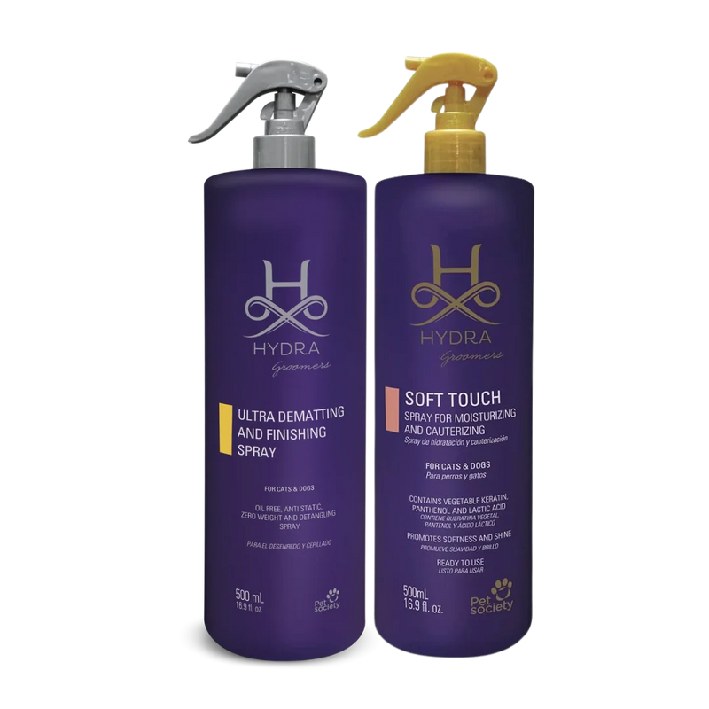 Ultra Detangle & Dematting Finishing Spray and Soft Touch Moisturizing Spray 16.9oz Set by Hydra