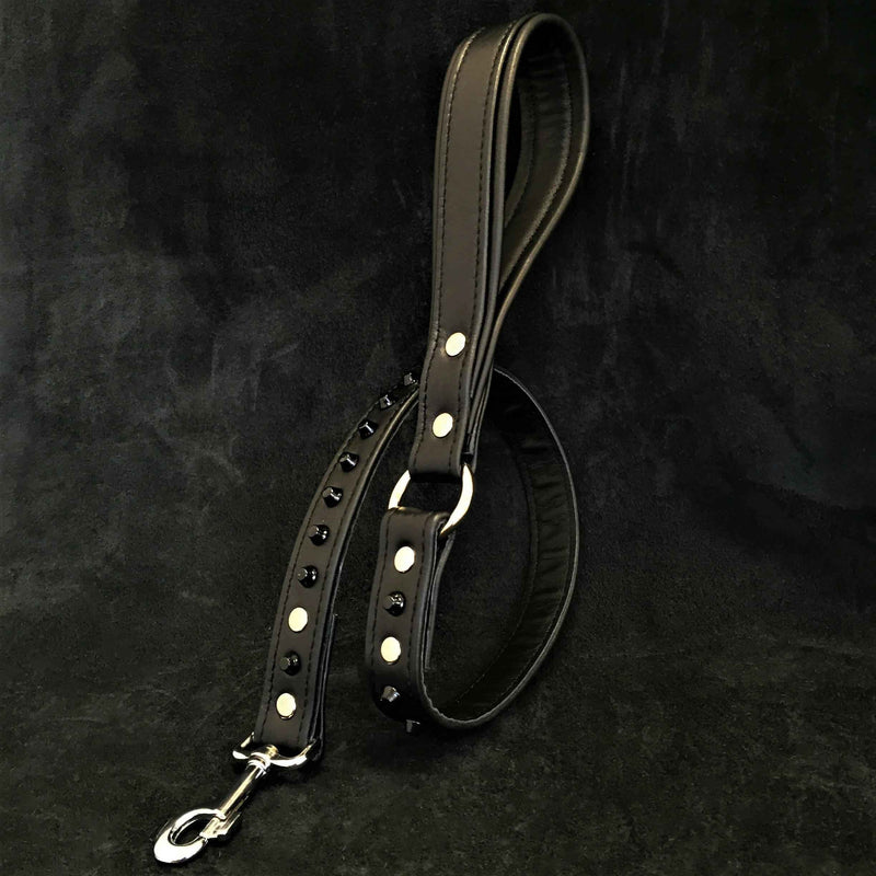 Bestia Black Studded Leather Dog Leash