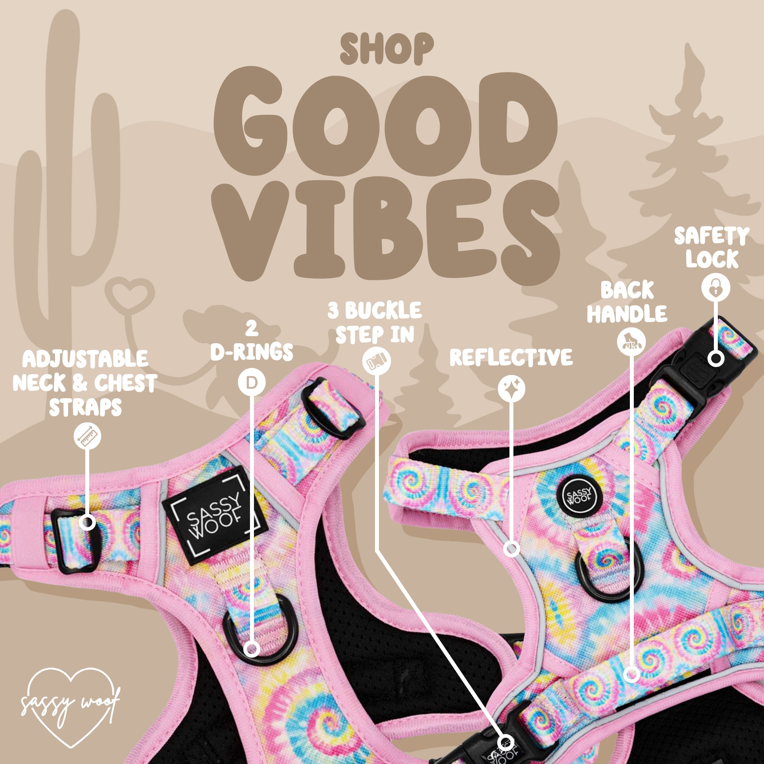Dog Step-in Harness - Good Vibes