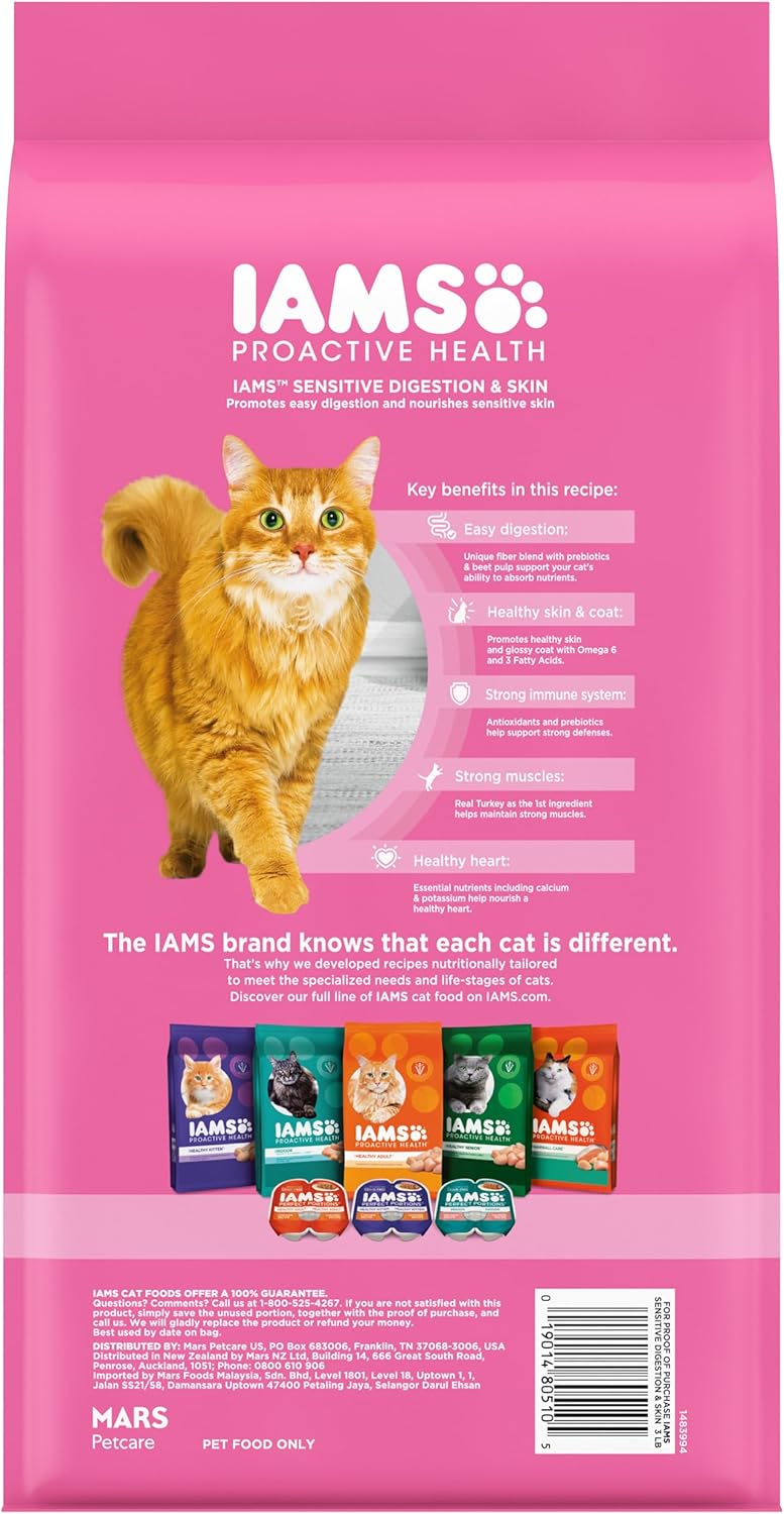 Iams Proactive Health Sensitive Digestion & Skin Turkey Dry Cat Food