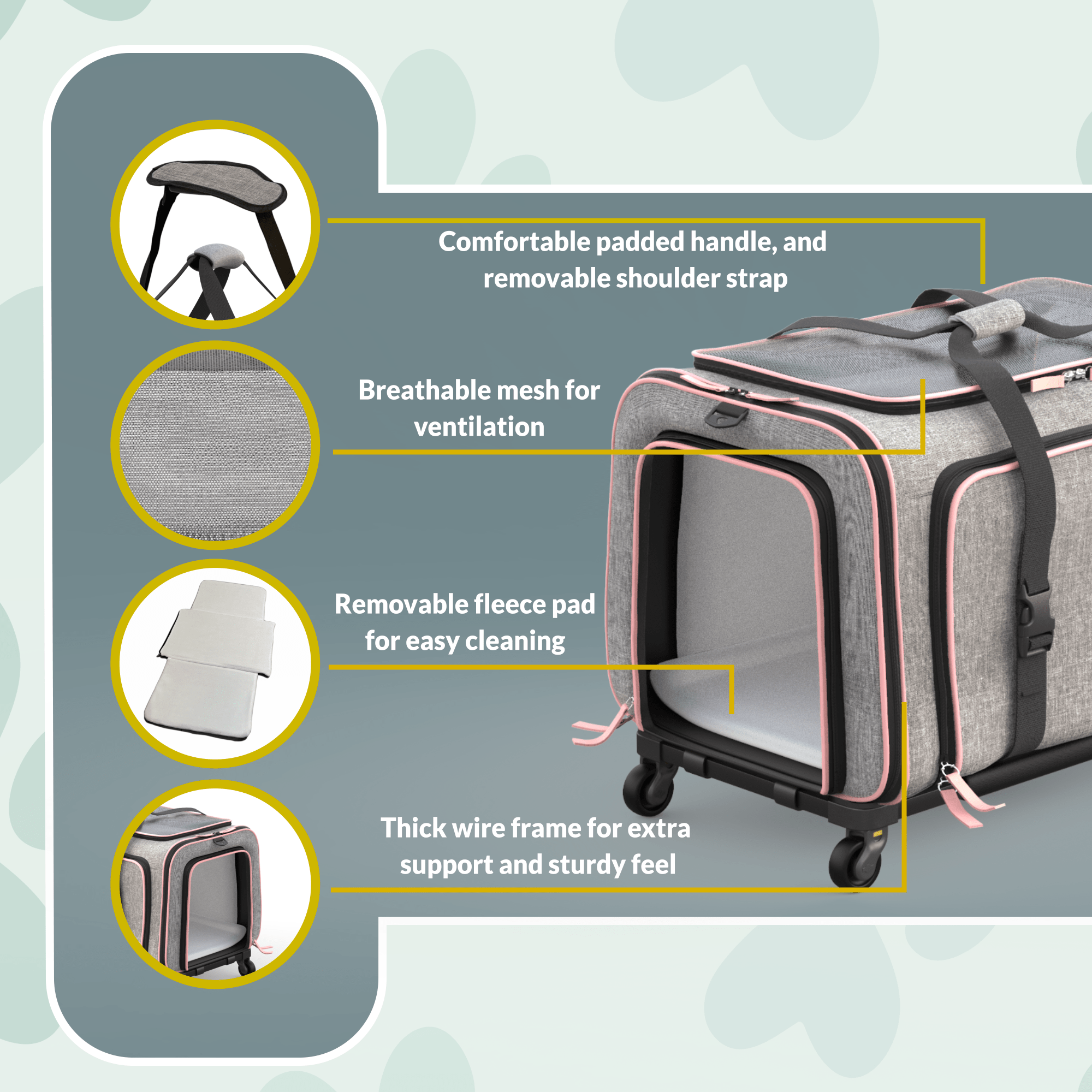 Katziela Rolling Rover Airline Compliant Expandable Wheeled Pet Carrier | HT Animal Supply