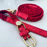 Dog Collar & Leash - Red/Yellow Gold- Plaited