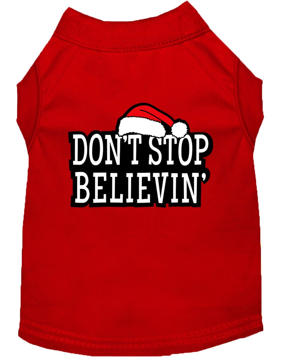 As You Wish Apparel – Christmas Screenprinted Dog Shirt, "Don't Stop Believin"