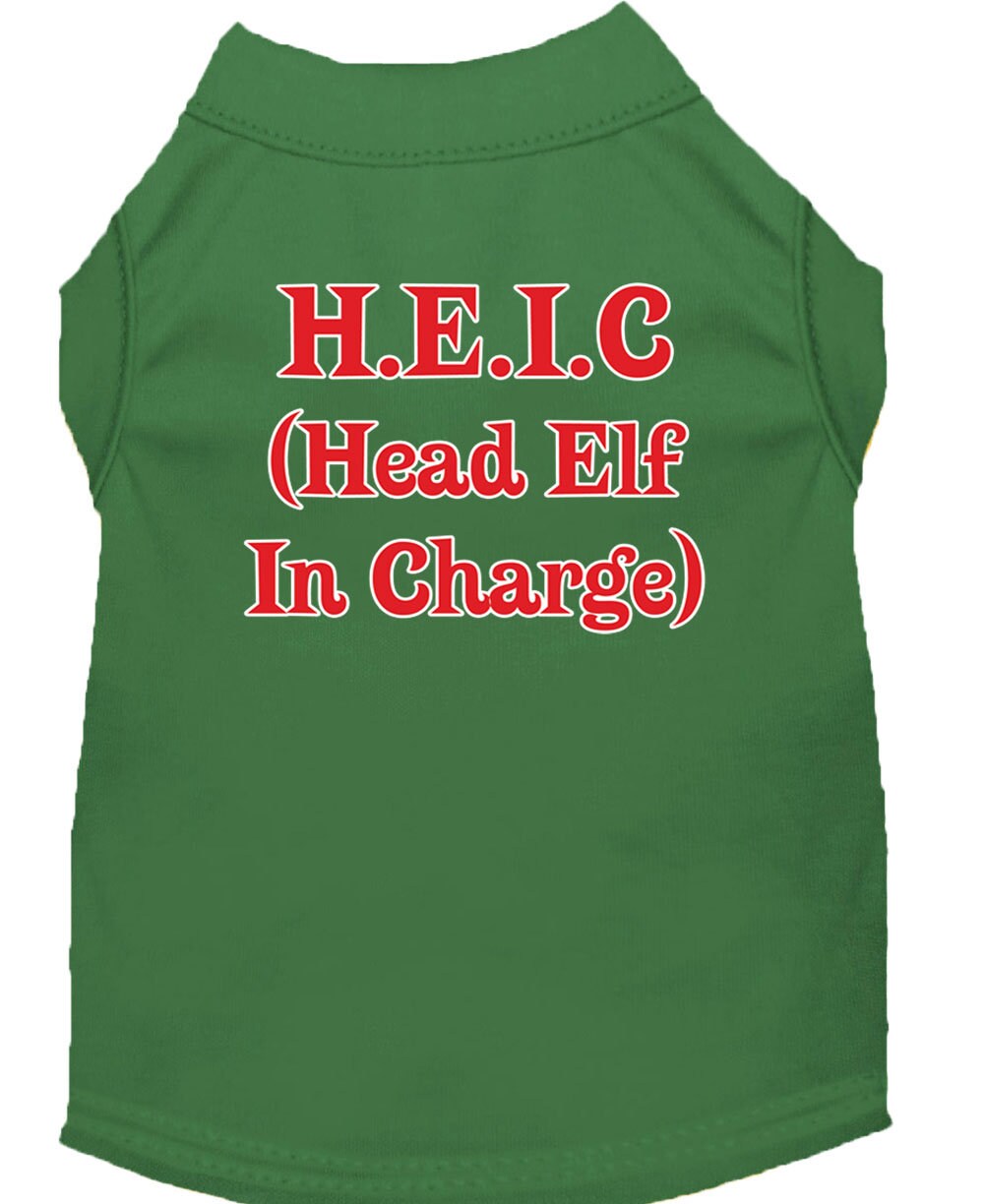 As You Wish Apparel – Christmas Screenprinted Dog Shirt, "Head Elf In Charge"