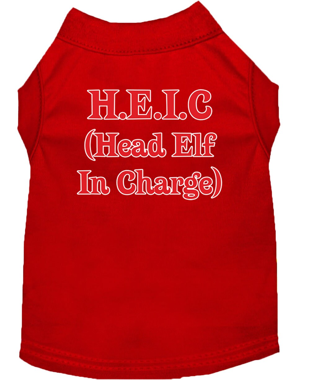 As You Wish Apparel – Christmas Screenprinted Dog Shirt, "Head Elf In Charge"