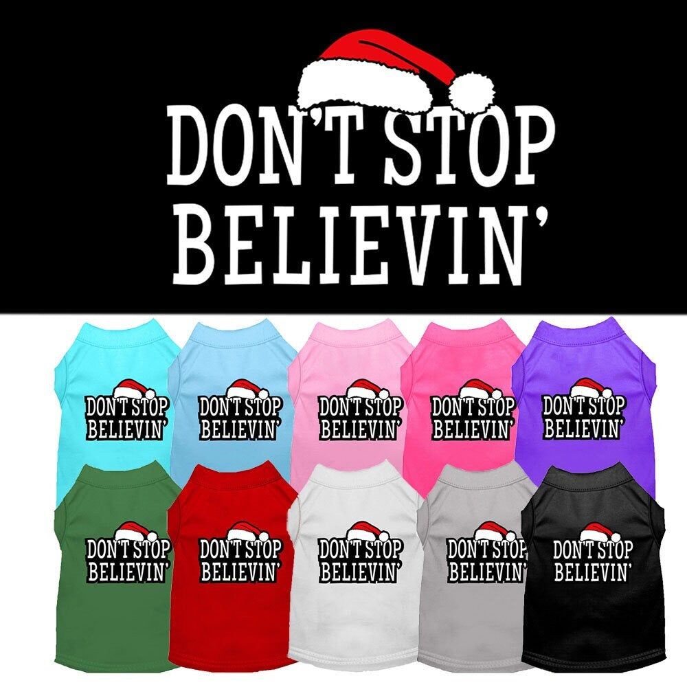 As You Wish Apparel – Christmas Screenprinted Dog Shirt, "Don't Stop Believin"
