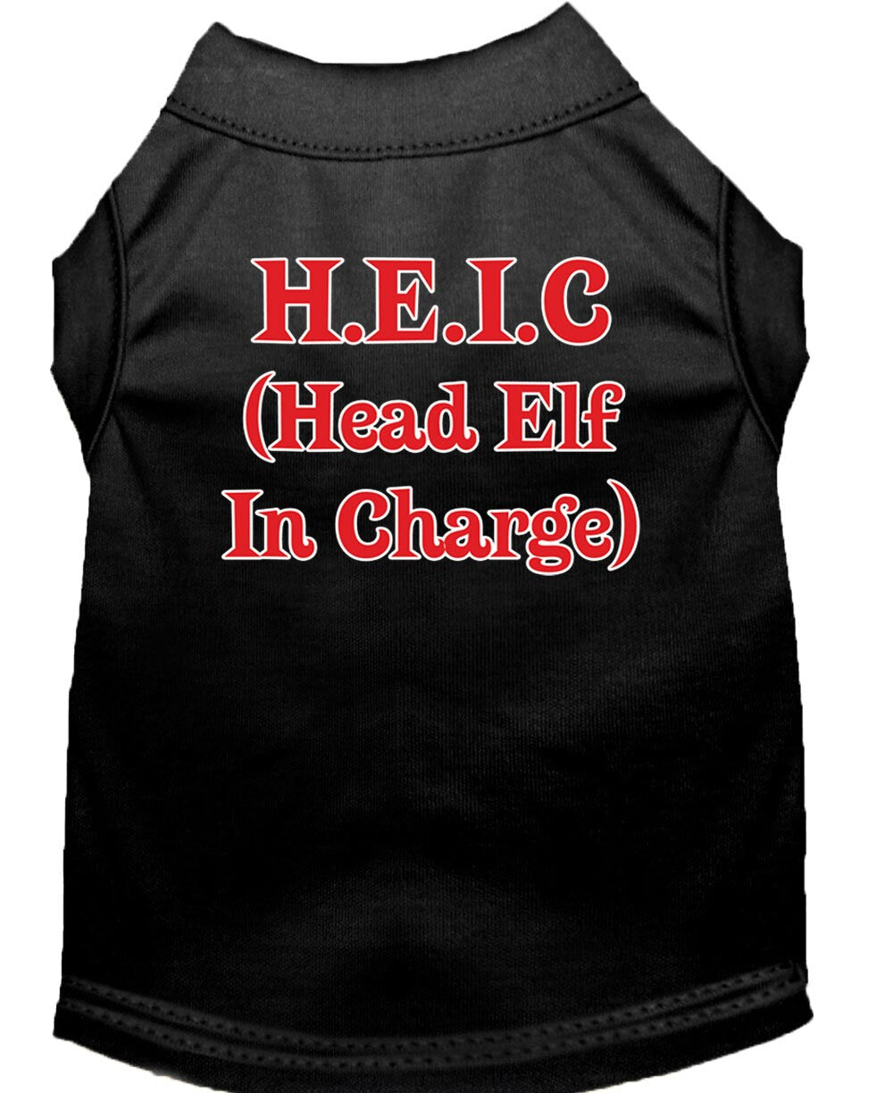 As You Wish Apparel – Christmas Screenprinted Dog Shirt, "Head Elf In Charge"