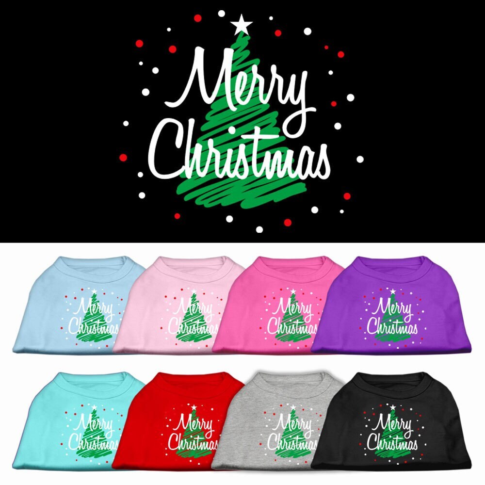 As You Wish Apparel – Christmas Screenprinted Dog Shirt, "Scribble Merry Christmas"