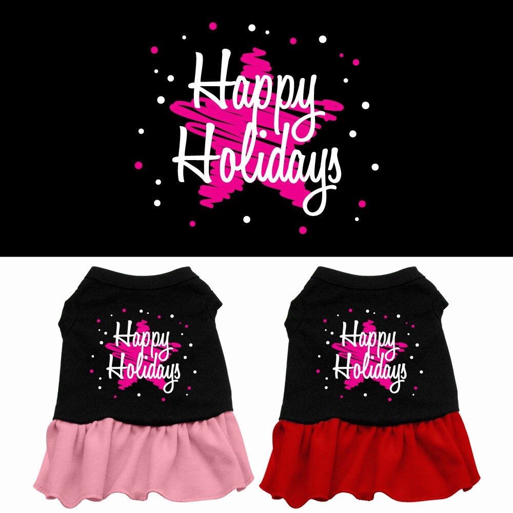 As You Wish Apparel – "Scribble Happy Holidays" Christmas Pet Dress