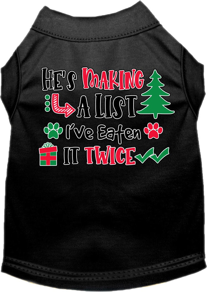As You Wish Apparel – "Hes Making A List, Ive Eaten It Twice" Christmas Pet Shirt
