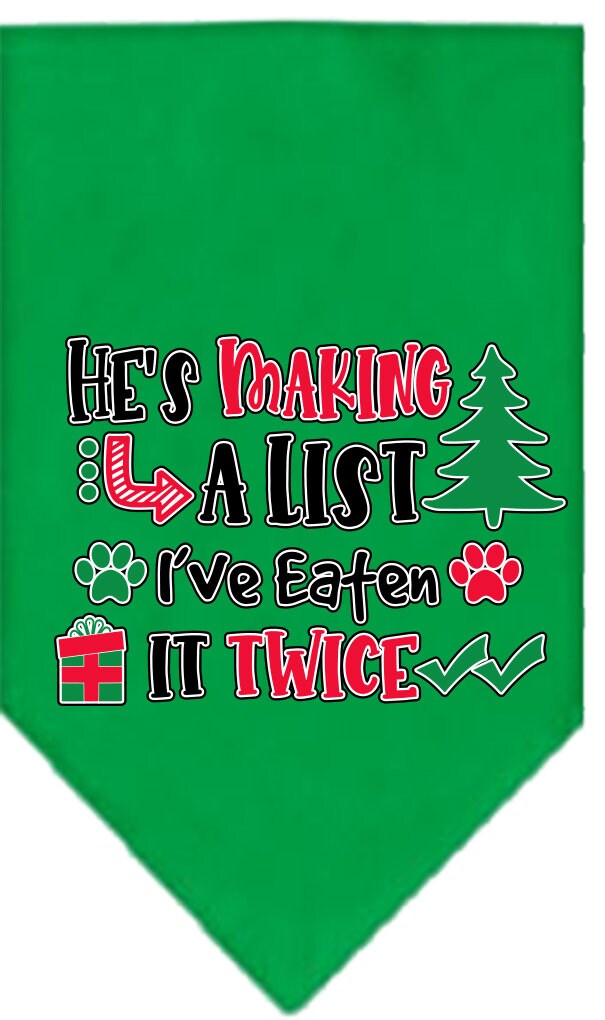 As You Wish Apparel – "Hes Making A List, Ive Eaten It Twice" Christmas Pet Bandana