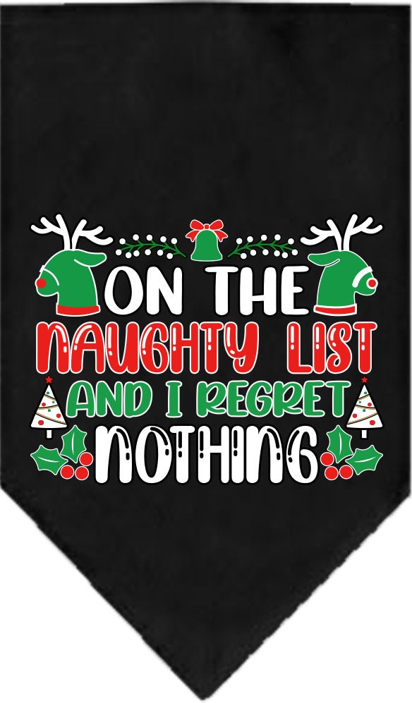 As You Wish Apparel – "On The Naughty List And I Regret Nothing" Christmas Pet Bandana
