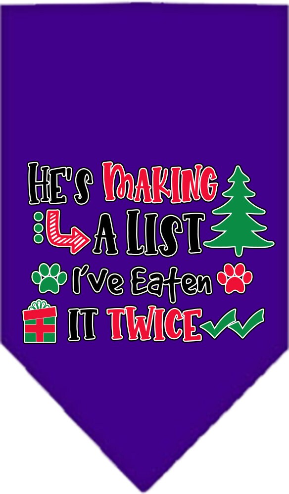 As You Wish Apparel – "Hes Making A List, Ive Eaten It Twice" Christmas Pet Bandana