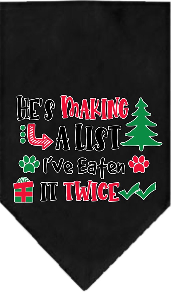 As You Wish Apparel – "Hes Making A List, Ive Eaten It Twice" Christmas Pet Bandana