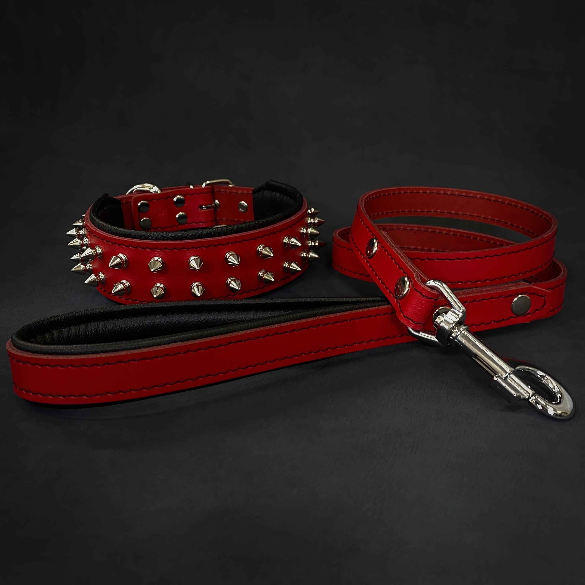 Bestia Red Frenchie Leather Dog Collar