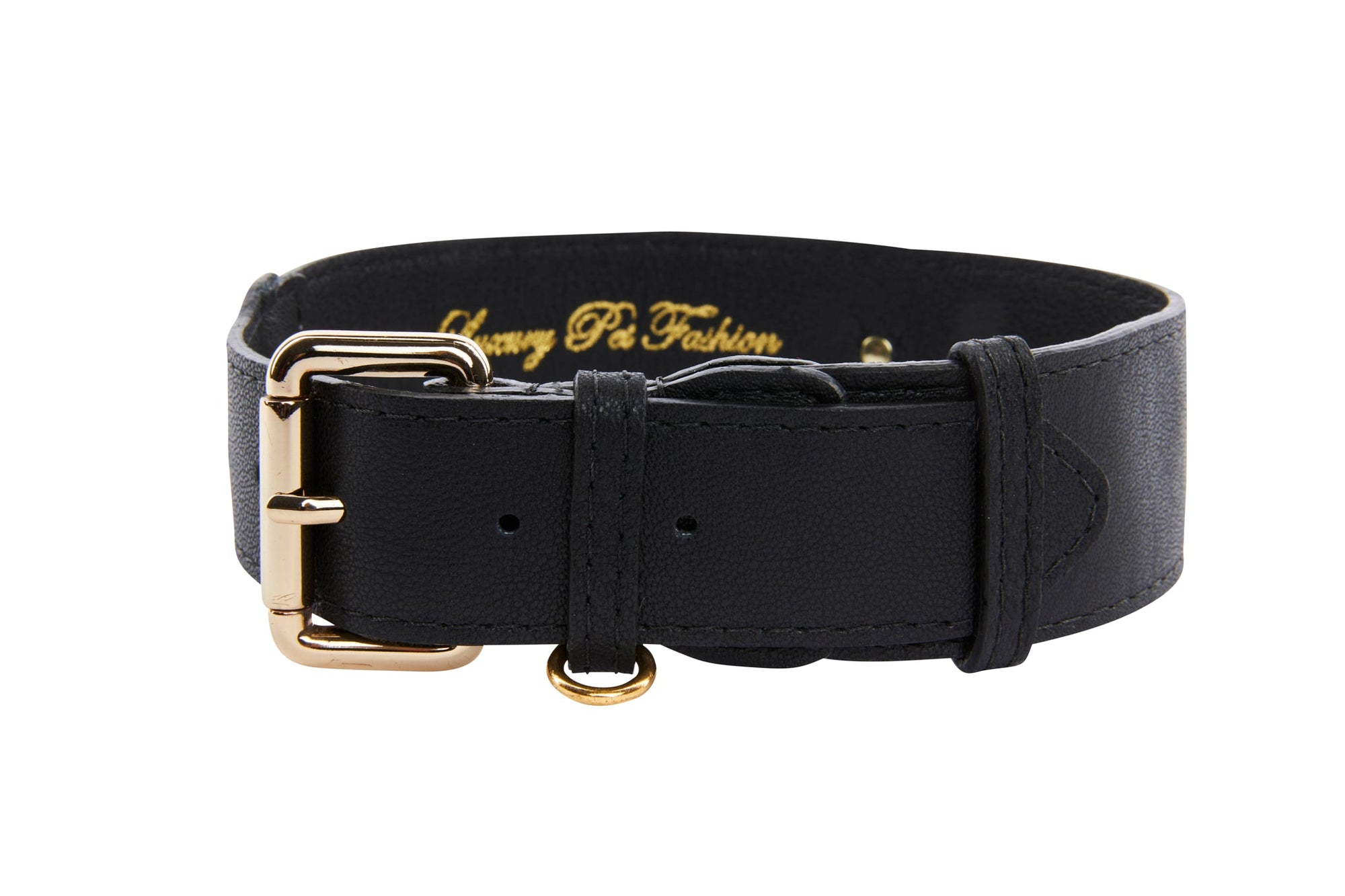 Allysa Payne Classic Black Italian Leather Classic Dog Collar