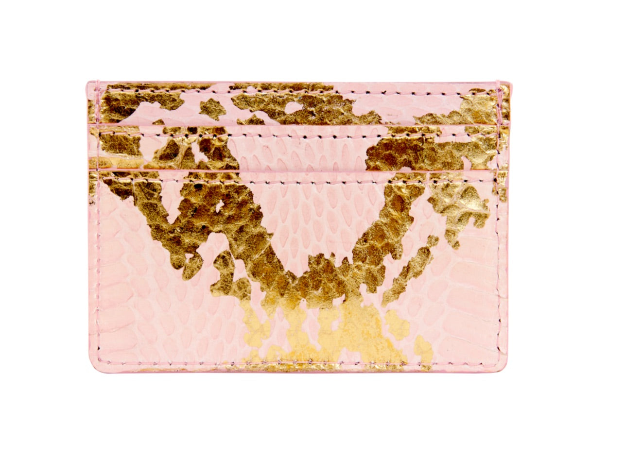 Allysa Payne Soft Pink & Gold Snake Card Wallet