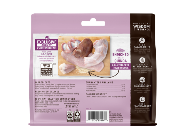 Earth Animal Wisdom Air Dried Turkey Jerky Dog Treats (4oz)