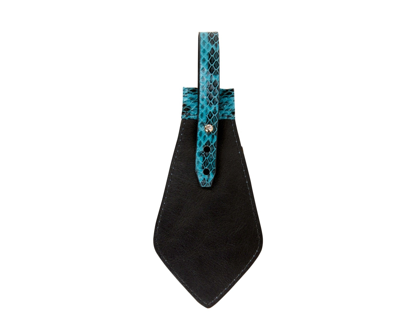 Allysa Payne Turquoise & Black Viper Snake Tie, Backed With Italian Leather & Swarovski Crystal Closure