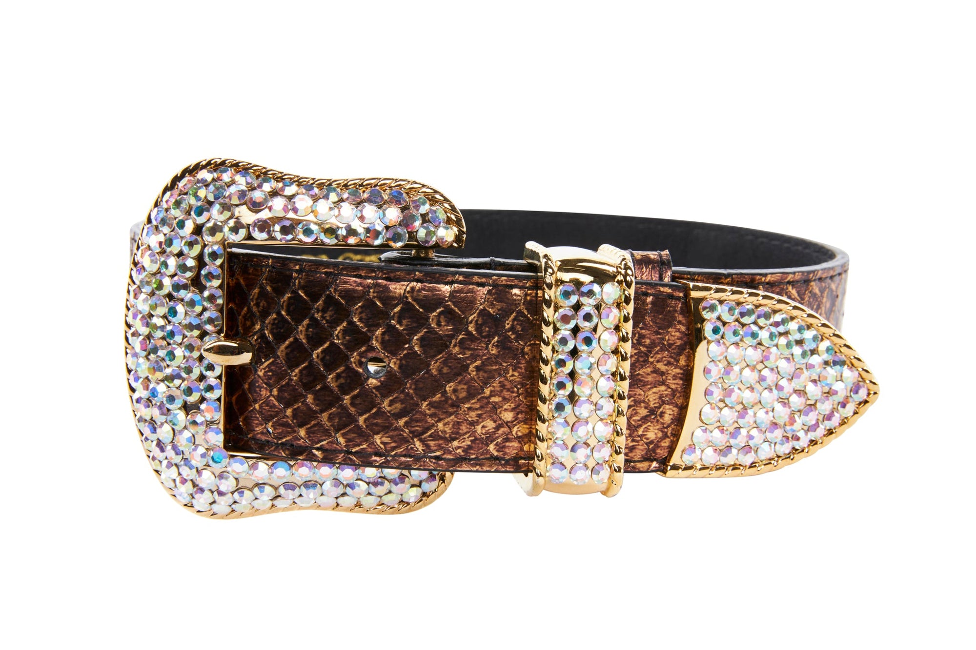 Allysa Payne Bronze Gold Snake/Swarovski Crystal Dog Collar
