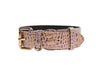 Pink, Purple & Silver Embossed Croc Italian Leather/Classic Collar