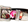 Floral, Scull, Snake Print Italian Leather Collar With Swarovski Crystal Hardware