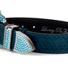 Stunning Iridescent Matte Blue/Green Snake Blue Swarovski Crystal Hardware Collar