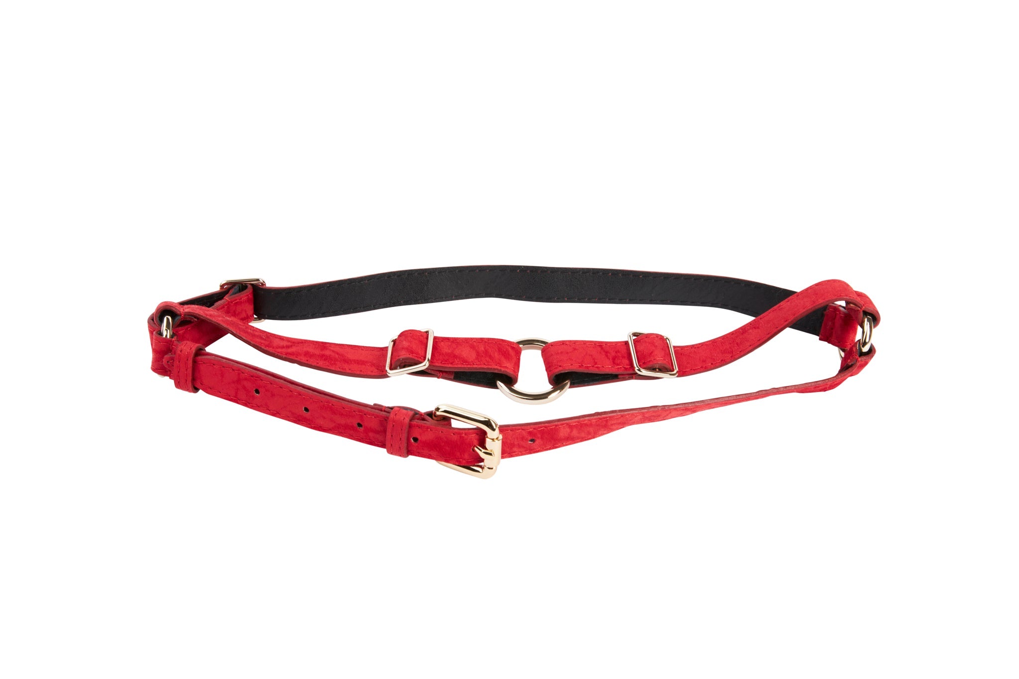 Red Italian Leather Hair On Hide Harness