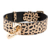 Champagne Gold Leopard Print Italian Leather Reversible Heart Locket/Classic Collar
