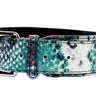 Green, Blue, Black, Red Embossed Snake Italian Leather Collar With Gold Classic Hardware