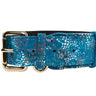 Blue Floral Mosaic Italian Leather/Classic Collar