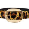 Leopard Print Hair On Hide Italian Leather Collar With Ornate Italian Hardware