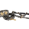 Zebra Print Hair On Hide Italian Leather 3” Wide Collar With Gold Starfish, Leash & Harness Set