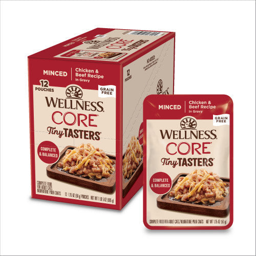 Wellness Core Adult Tiny Taster Minced Chicken and Beef Wet Cat Food (1.75oz)