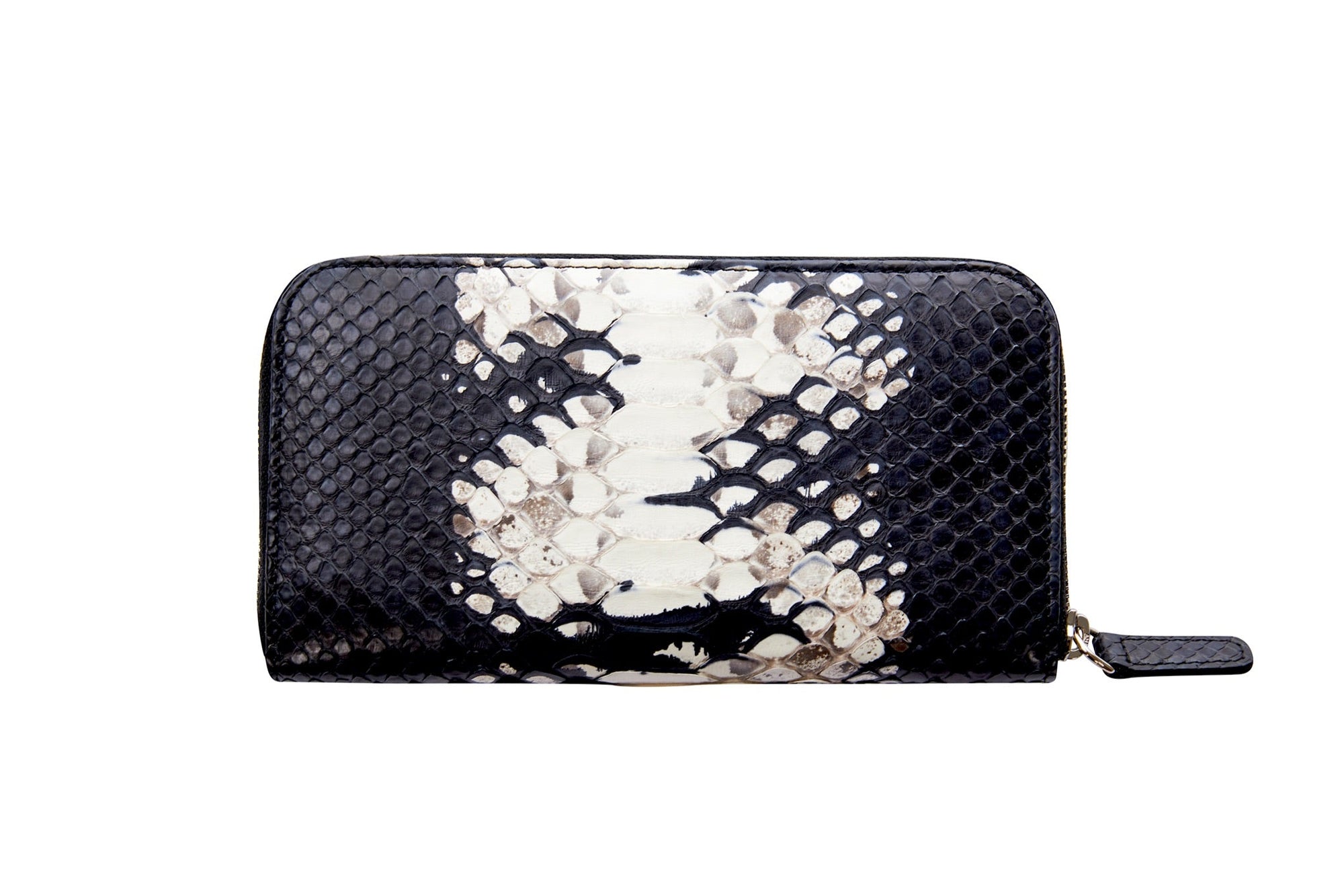 Allysa Payne Black & White Python Zip Wallet