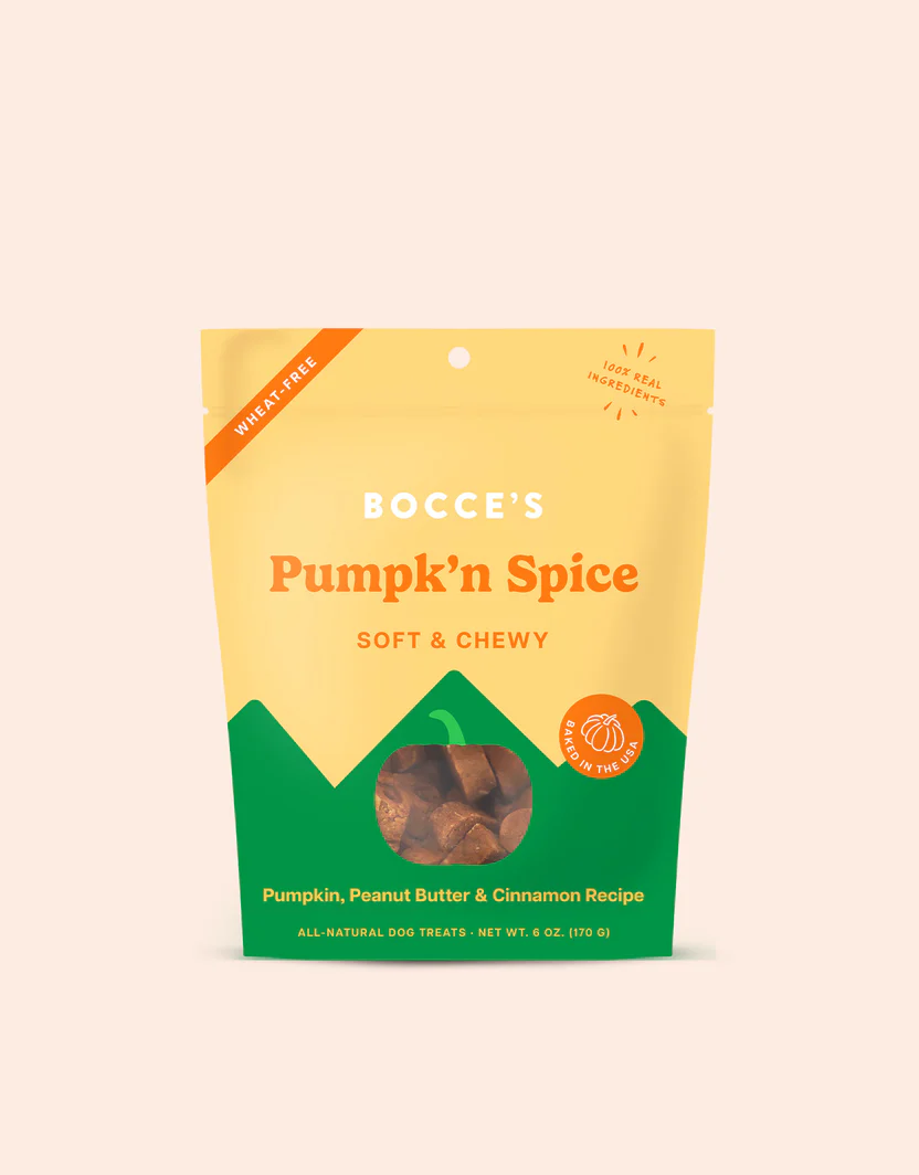 Bocces Soft and Chewy Pumpkn Spice Dog Treats (6oz)