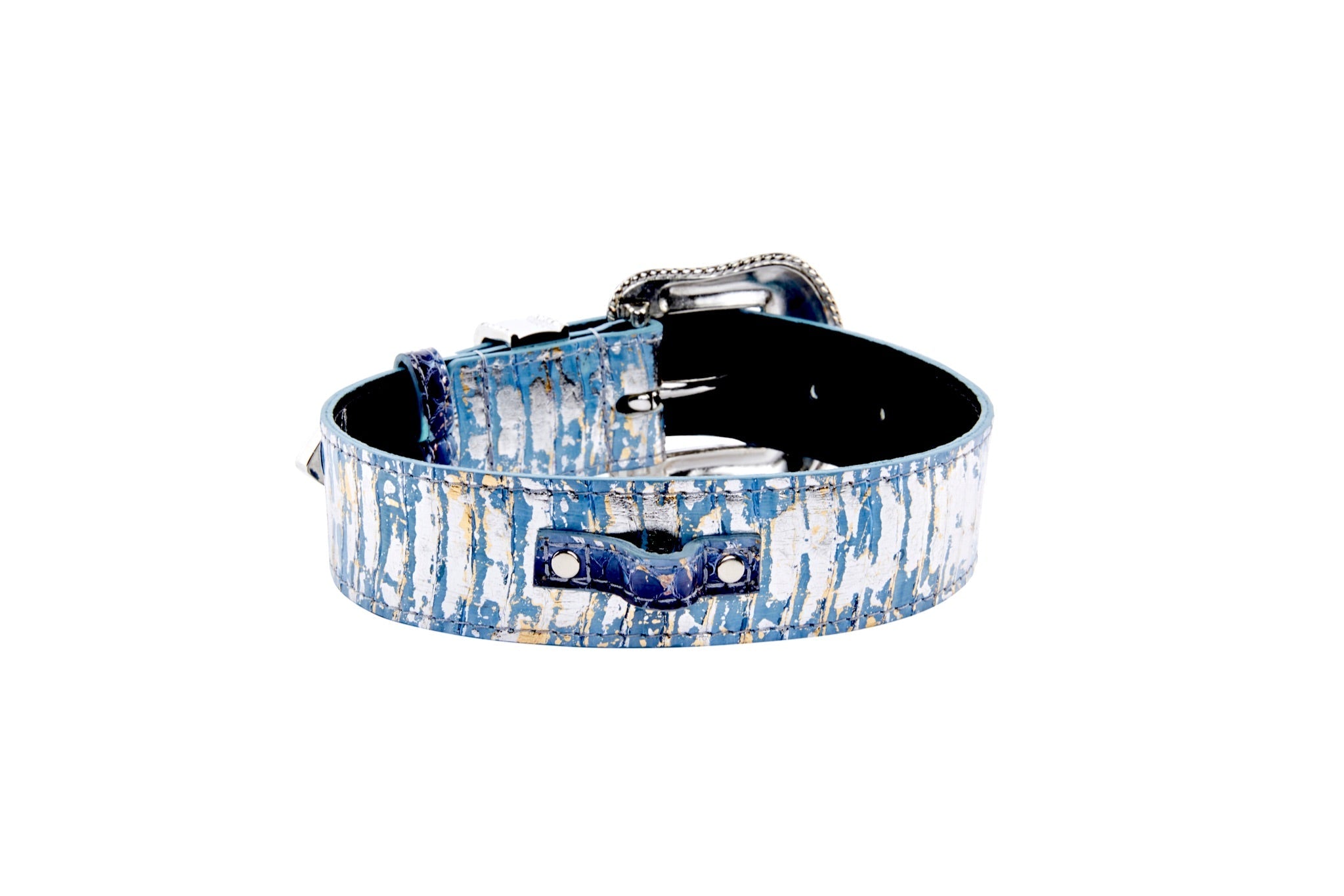 Light Blue/Dark Blue Silver Iridescent Snake/Swarovski Collar