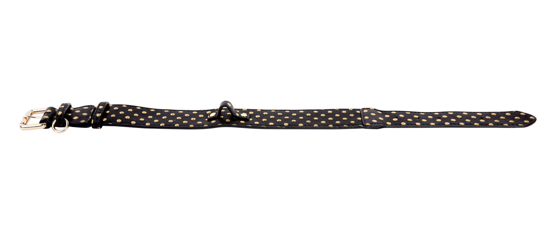 Allysa Payne Black & Gold Polka Dot Italian Leather Classic Dog Collar