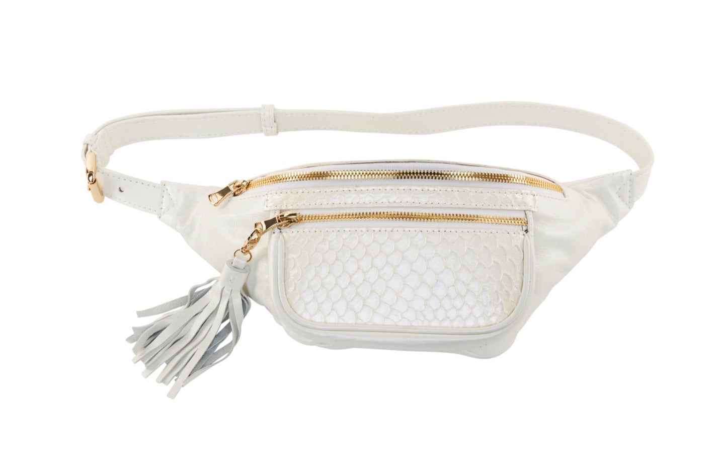 Allysa Payne Pearl White Italian Leather/Pearl White Tilapia Fanny