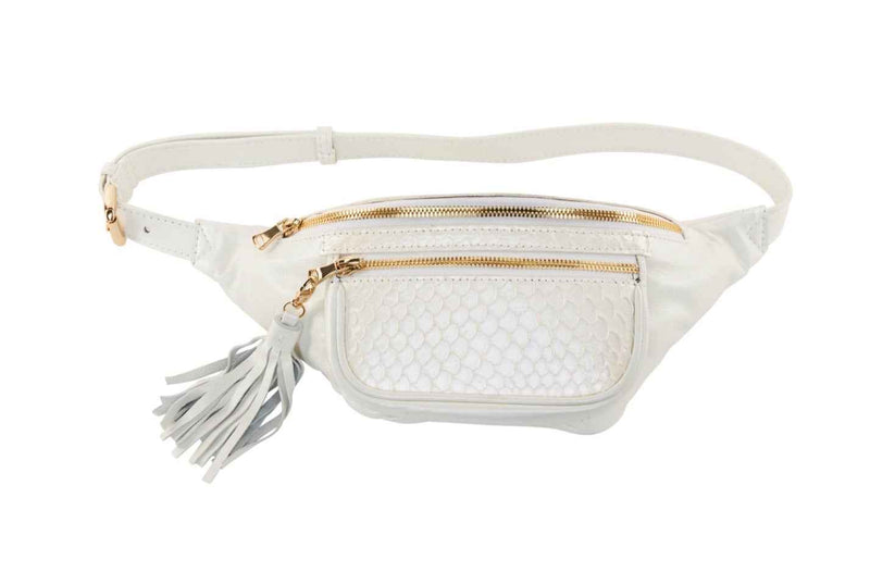 Allysa Payne Pearl White Italian Leather/Pearl White Tilapia Fanny