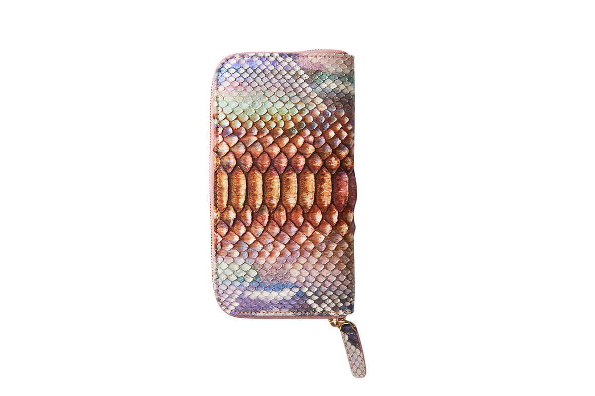 Allysa Payne Iridescent Python Zip Wallet