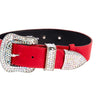 Red Distressed Italian Leather With Silver Swarovski Hardware