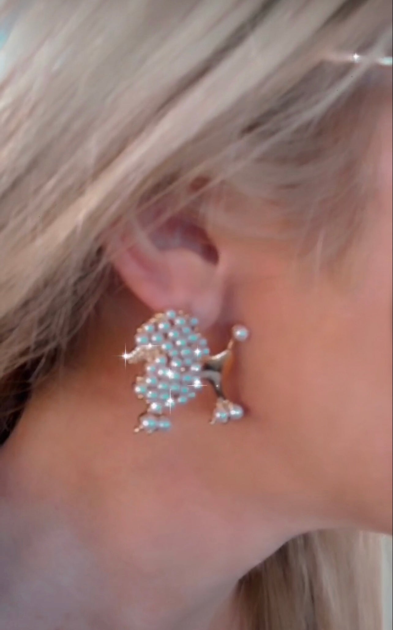 Pearl Poodle Earrings