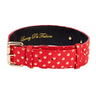 Red & Gold Polka Dot Italian Leather Classic Collar