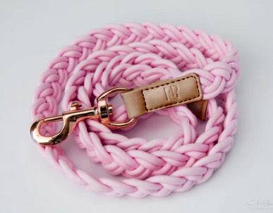 Dog Lead - Peony Pink/Rose Gold Plaited