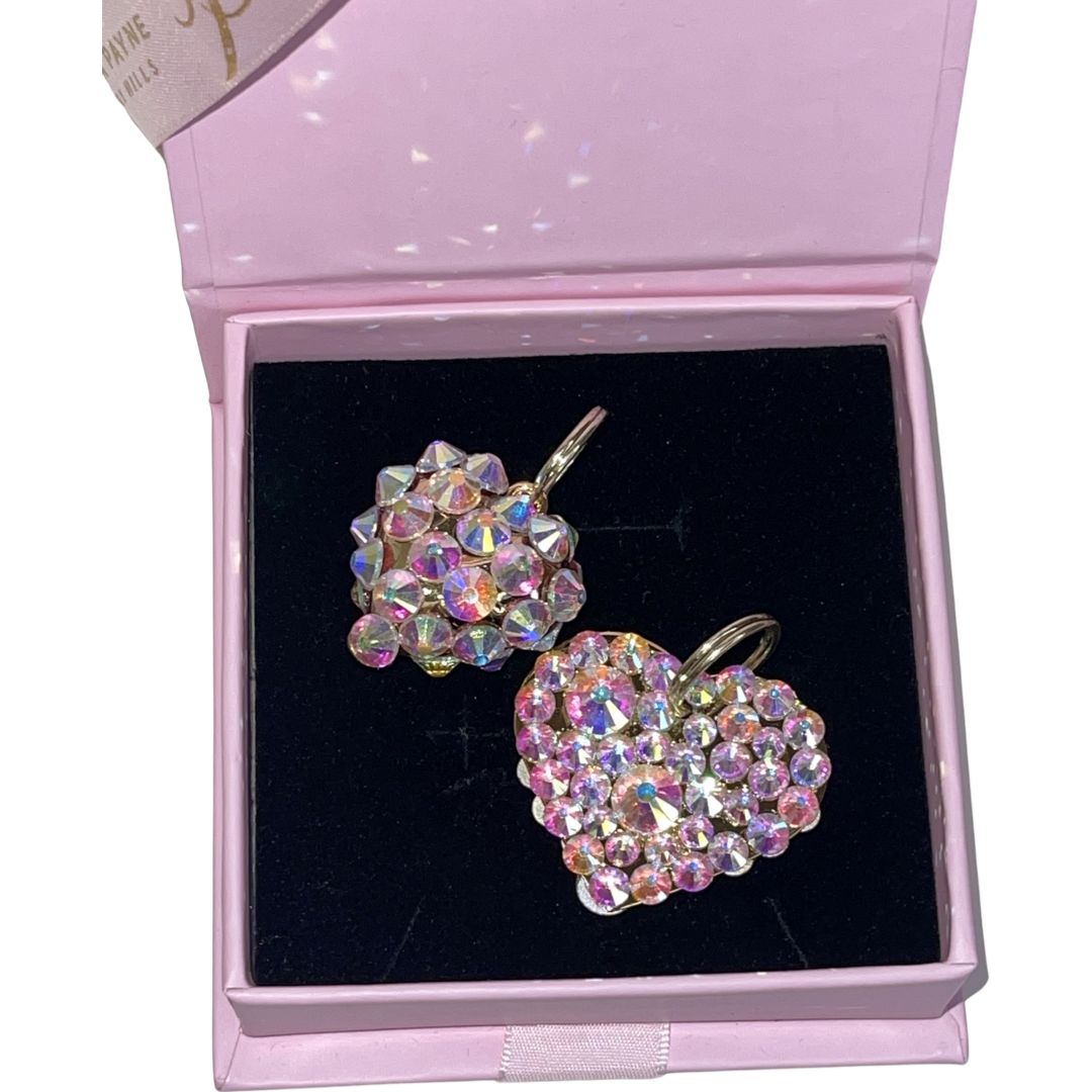 Allysa Payne Puffy Heart & Flat Heart Swarovski Crystal Charm Set Of 2