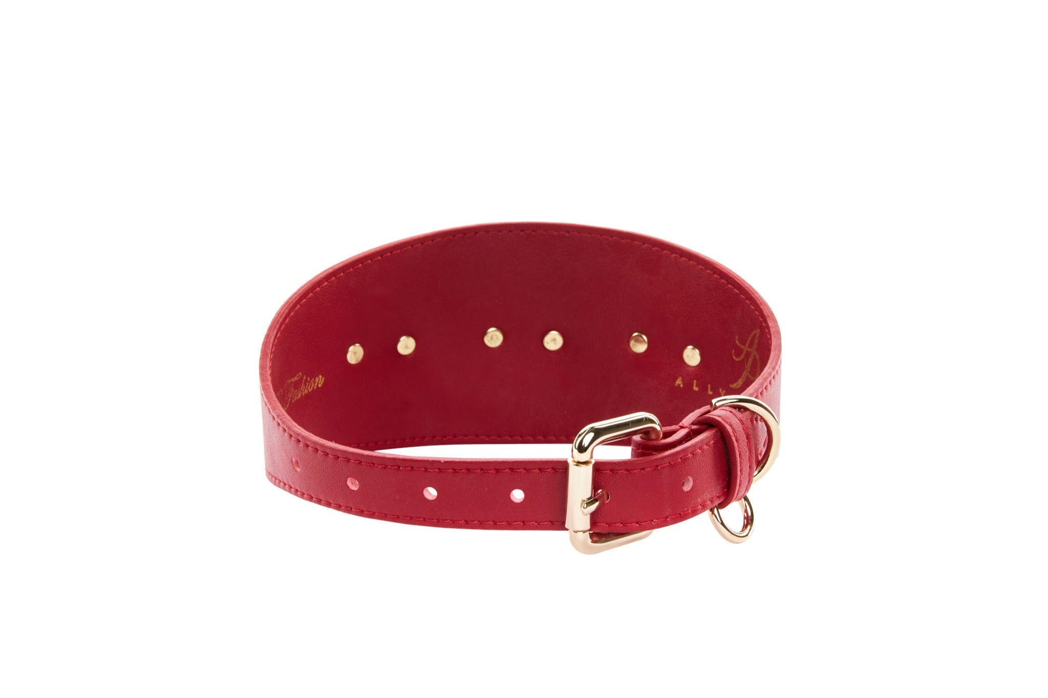 Red Vegan Leather 3" Wide Starfish Collar