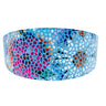 Blue Floral Mosaic Italian Leather 3” Wide Style Collar