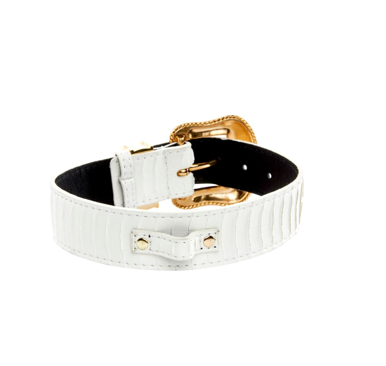 Matte White Snake Collar Set of 2. With Both Silver & Gold Swarovski Crystal Hardware